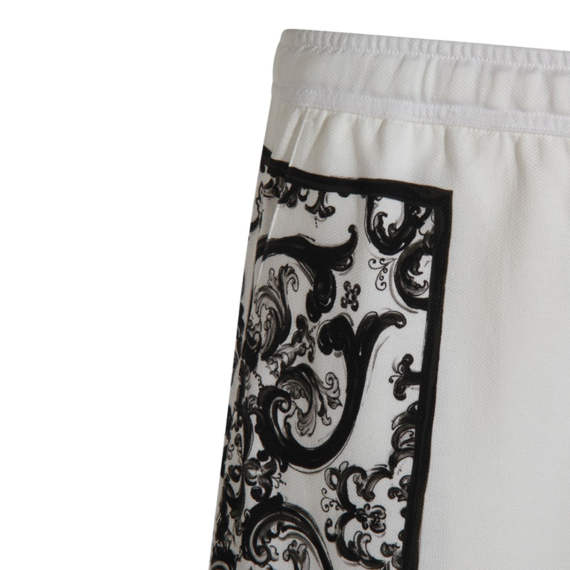 Dolce & Gabbana White Shorts With Baroque Patterns