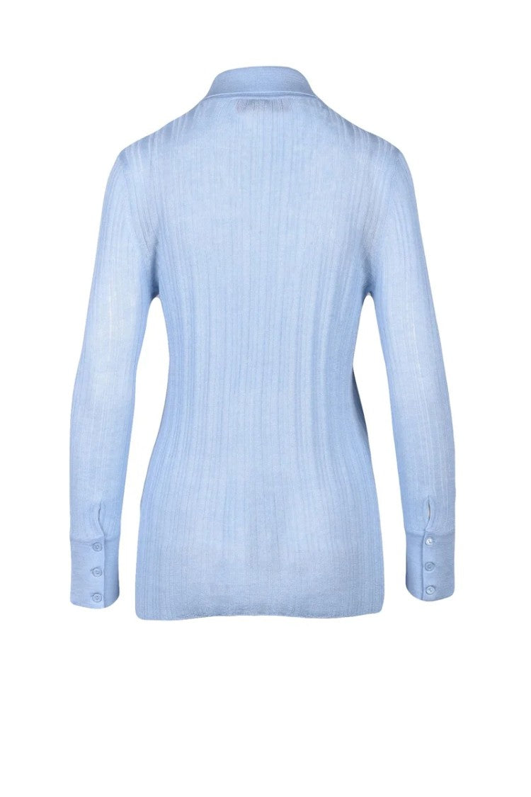Wild Cashmere Ribbed Cardigan - Light Blue
