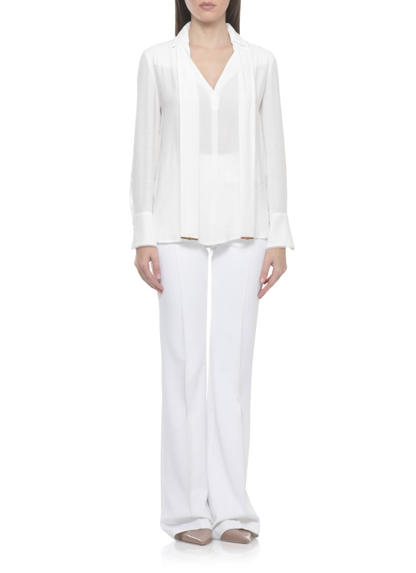 Elisabetta Franchi Ivory Viscose V-Neck Blouse