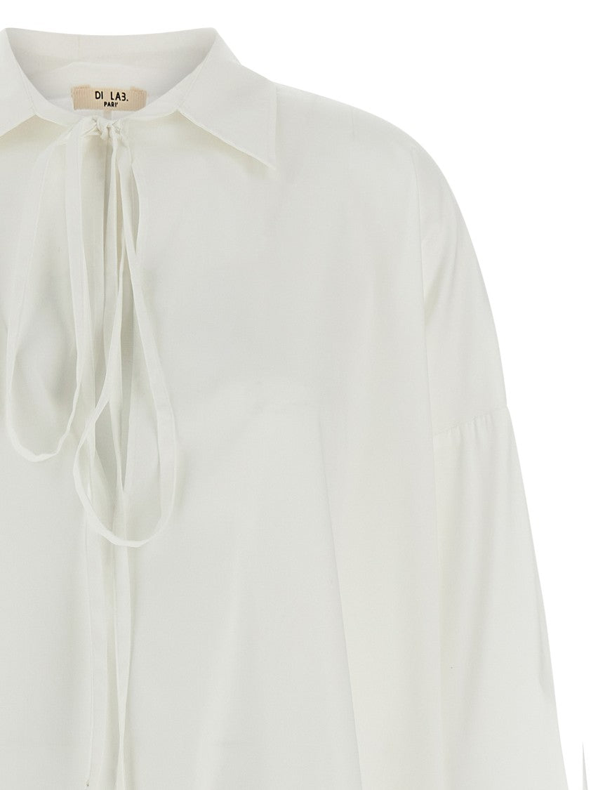Di.La3 Pari' Relaxed Oversize White Silk Shirt