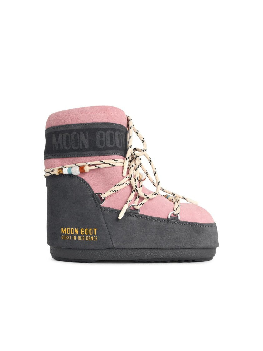 Moon Boot 'Icon Low' Pink Suede Boots