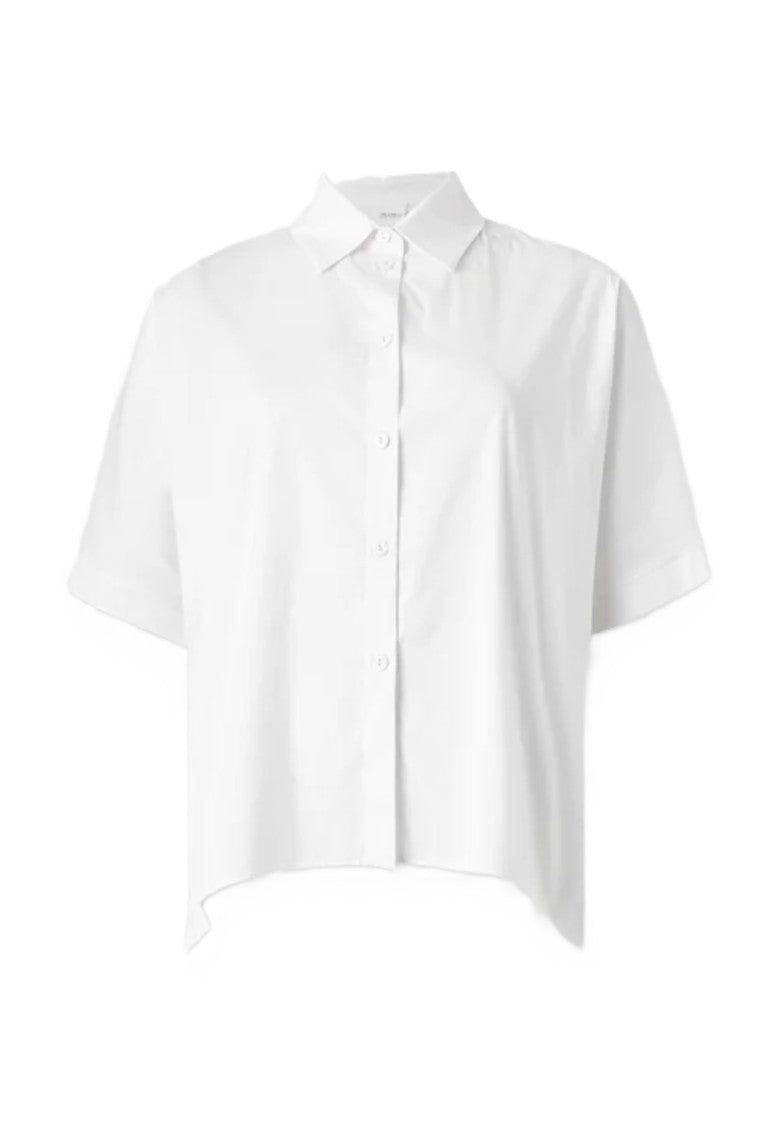 Max Mara Cropped White Shirt With Classic Collar