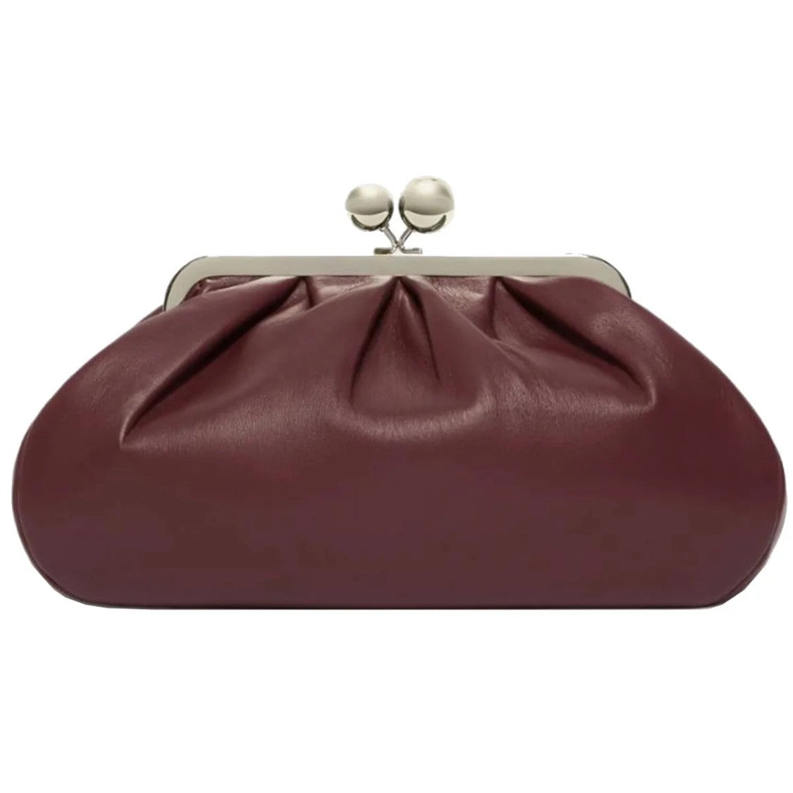 Max Mara Structured Reddish-Purple Leather Shoulder Bag