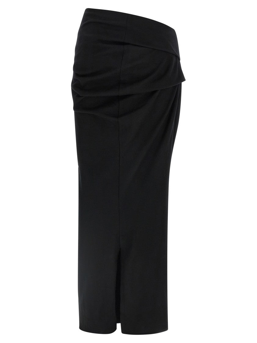 Entire Studios Stretch Wool Midi Skirt With Draped Detailing
