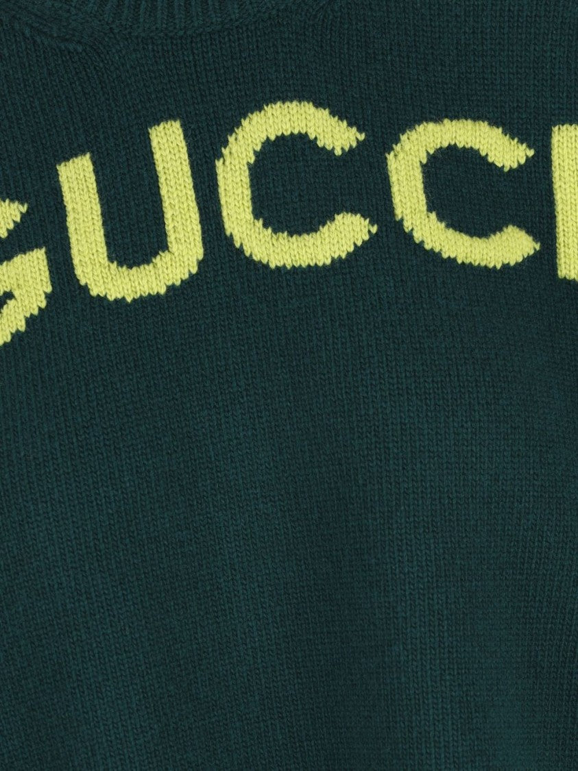 Gucci Cropped Knit Top With Ribbed Neckline