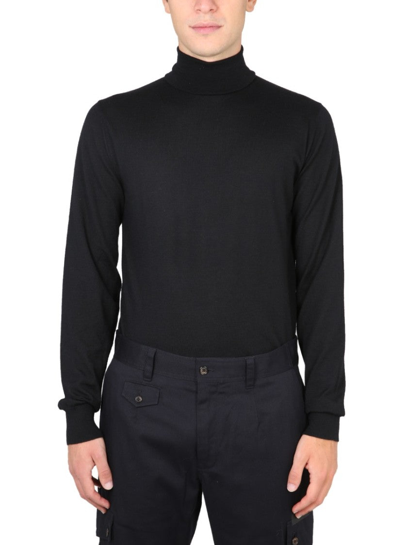 Dolce & Gabbana Black Turtleneck Sweater In 100% Wool