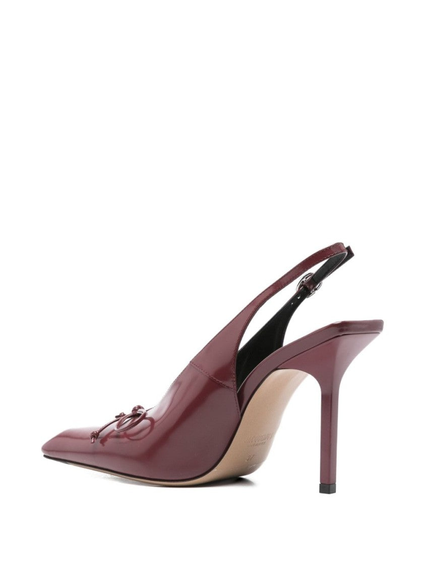 Jacquemus Bordeaux Pointed-Toe Slingback Pumps With Bow Detail