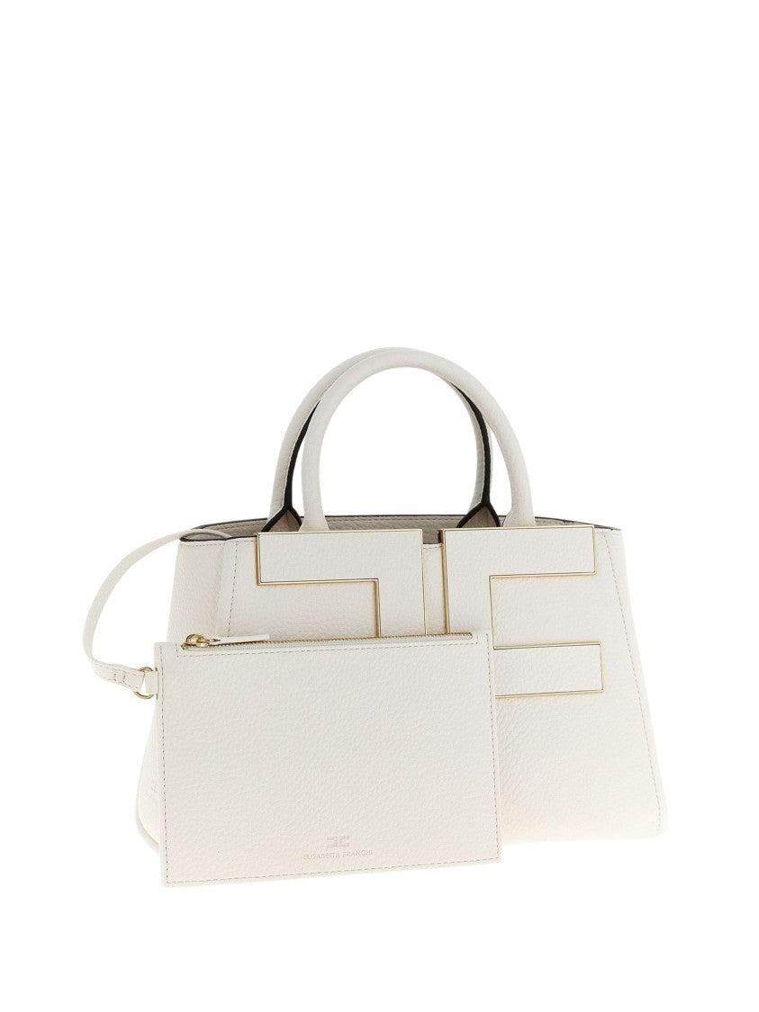 Elisabetta Franchi Geometric Gold Accent Leather Handbag