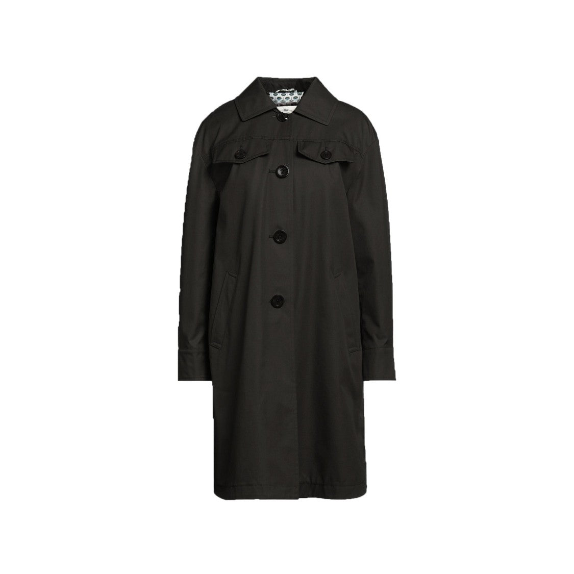Herno Black Cotton Parka With Curved Hem