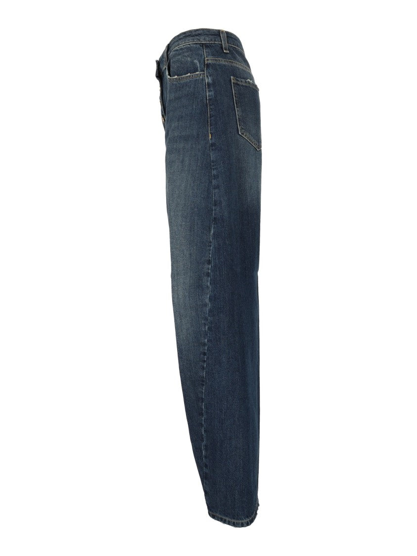 Elisabetta Franchi High-Rise Wide-Leg Jeans With Button-Fly Closure