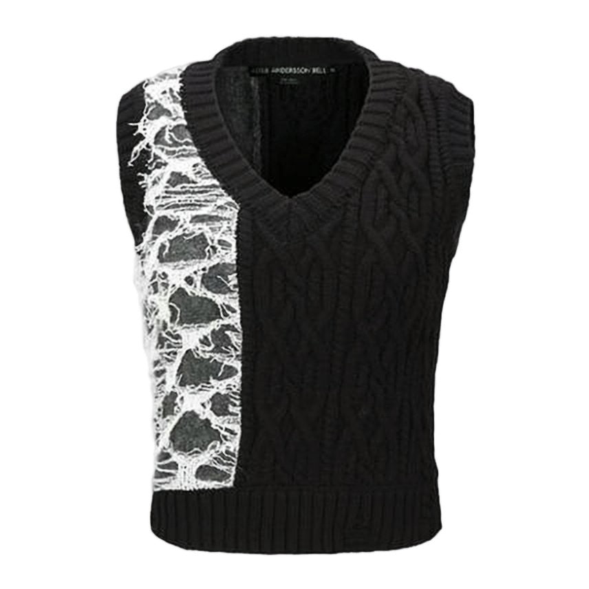 Andersson Bell Sleeveless Cable Knit Vest With Contrasting Panel