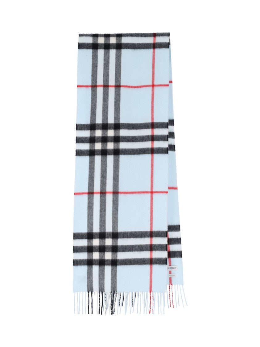 Burberry "Check" Cashmere Scarf - Light Blue