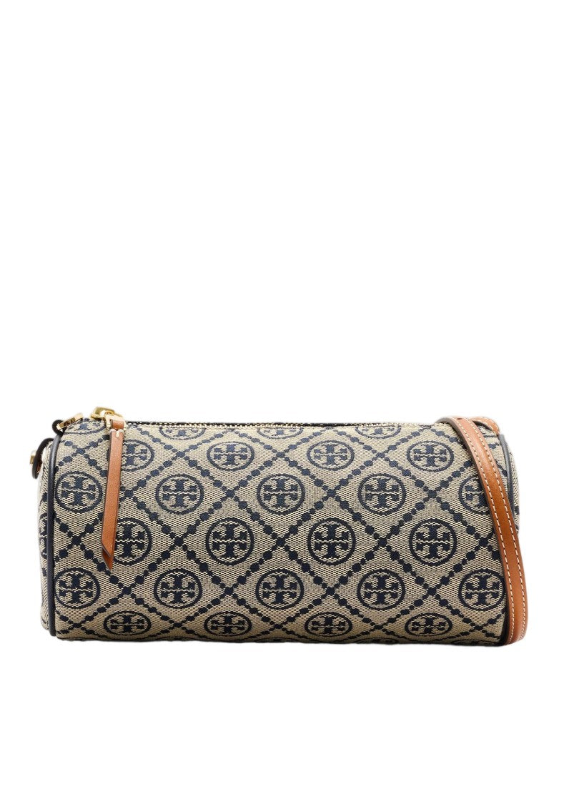 Tory Burch T Monogram Cylinder Bag With Structured Design And Gold-Tone Accents