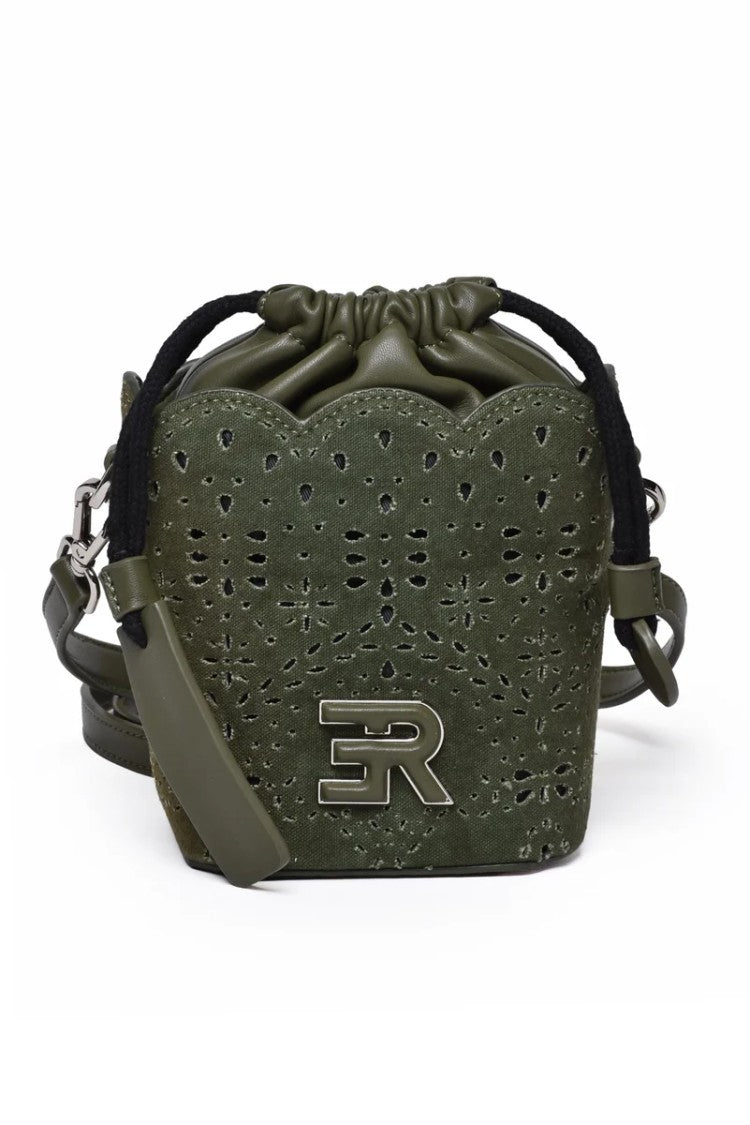 Ermanno Firenze Bucket Terra Canvas Crossbody - Military Green