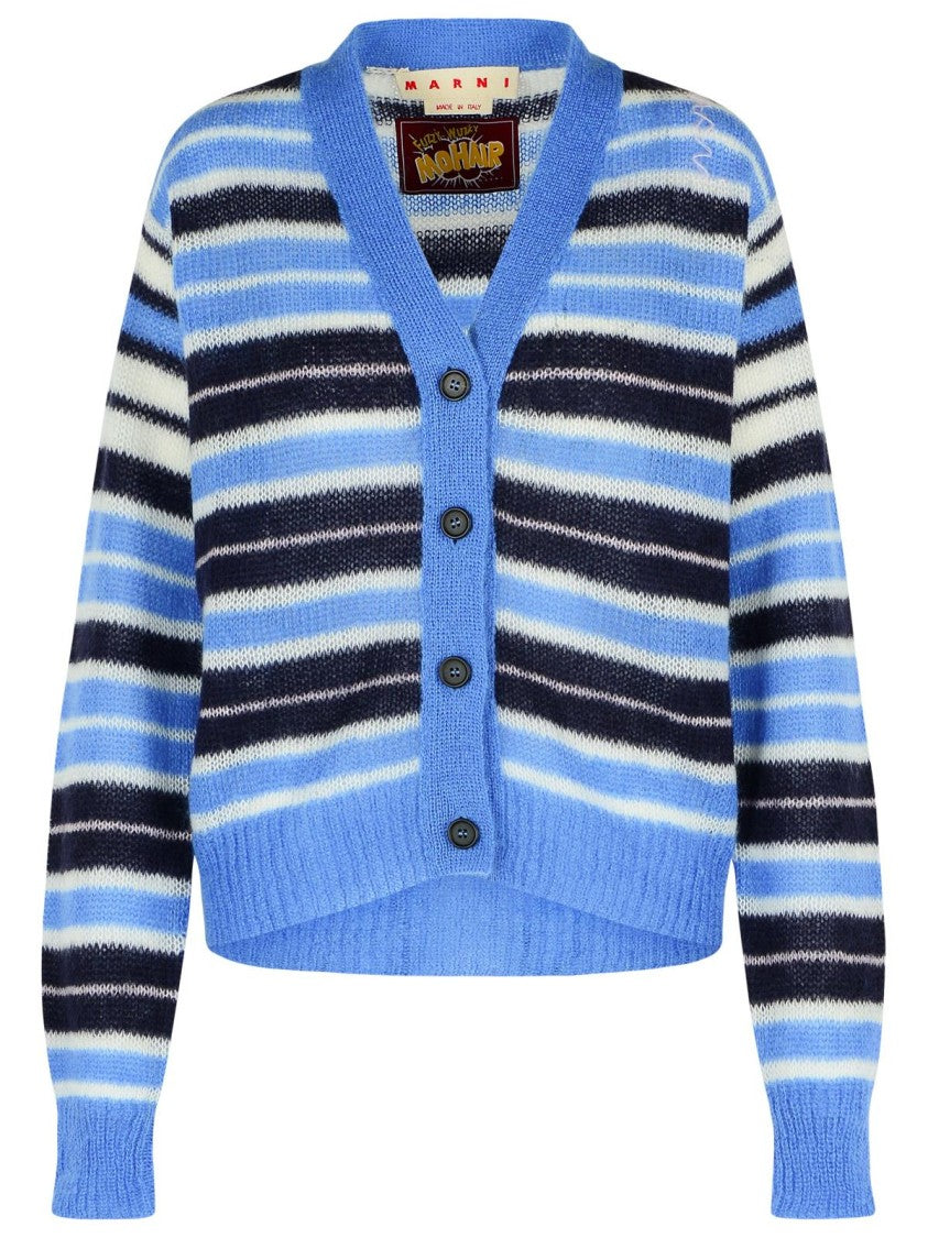 Marni Blue Mohair Wool Blend Cardigan