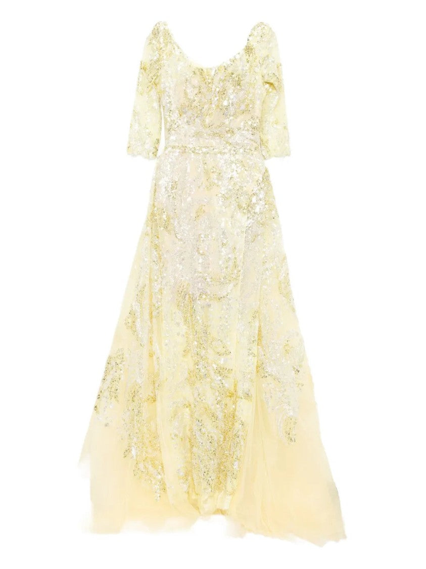 Saiid Kobeisy Embroidered Long Dress With Overskirt