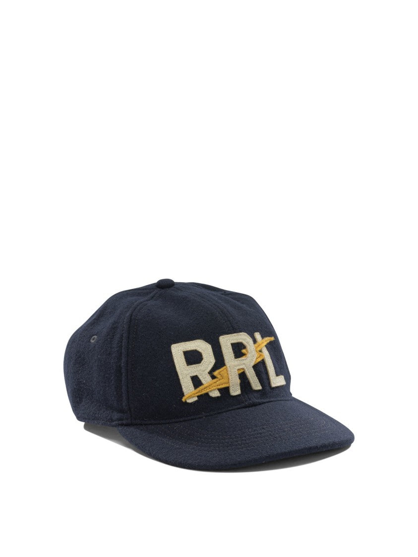 Rrl By Ralph Lauren Structured Navy Blue Cap With Embroidered Logo And Adjustable Strap