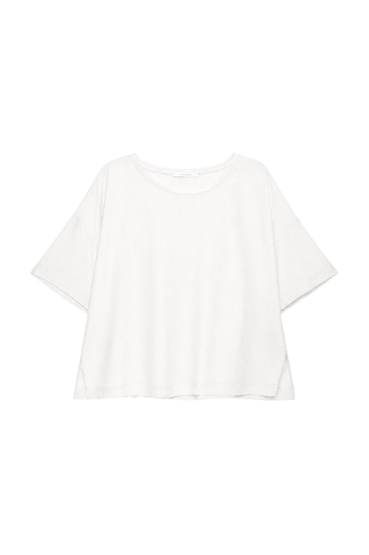 Maliparmi Silk-Viscose Crêpe Flared Back Panel Boat-Neck T-Shirt