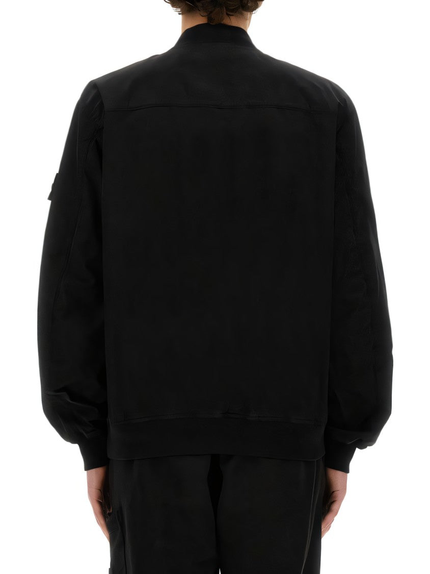 Stone Island Black Jacket With Zip Closure And Fitted Cuffs