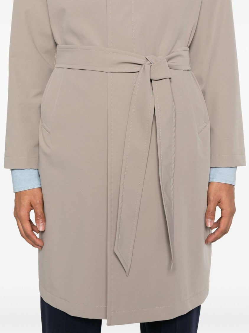 Tagliatore Minimalist Taupe Coat With Concealed Button Fastening