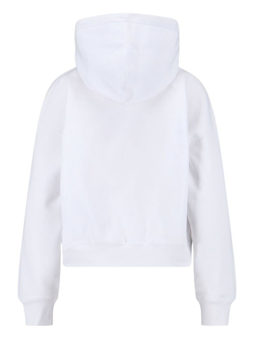 Gucci Cropped White Hoodie With And Embossed Logo