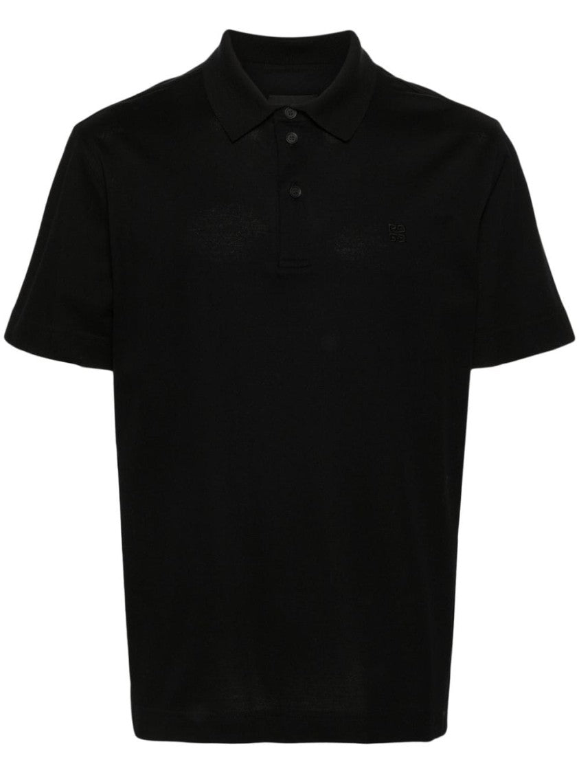 Givenchy Black Cotton Piqué Embroidered Monogram Polo