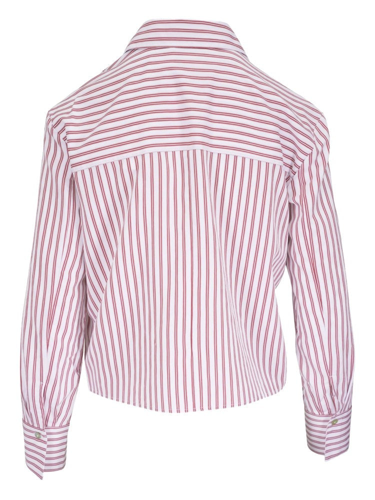 Vince Striped Cropped Long-Sleeve Viscose-Blend Shirt