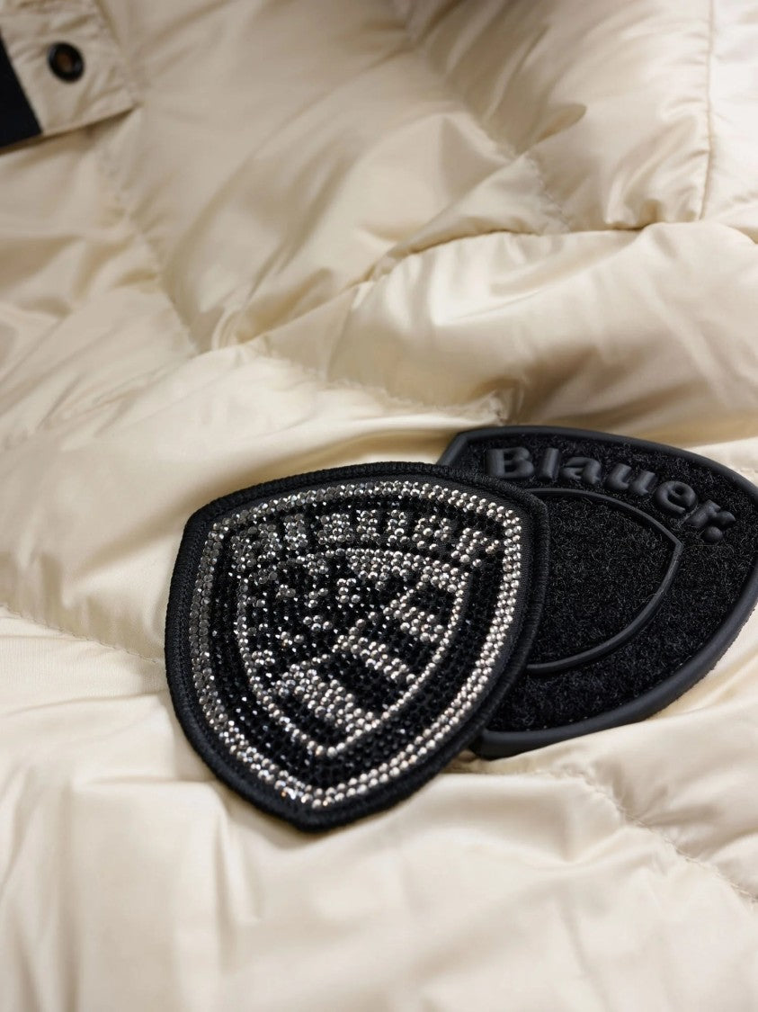 Blauer Quilted Long Raccoon Fur Down Jacket