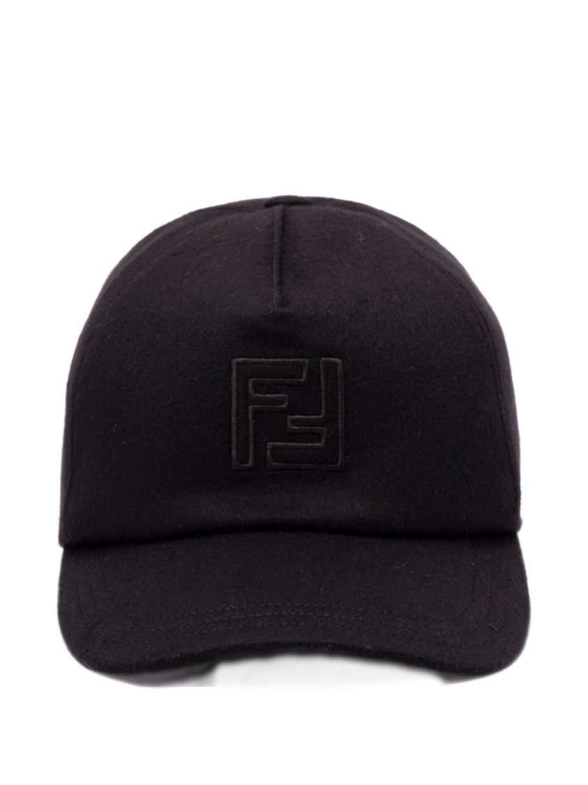 Fendi Structured Black Cap With Embossed Logo