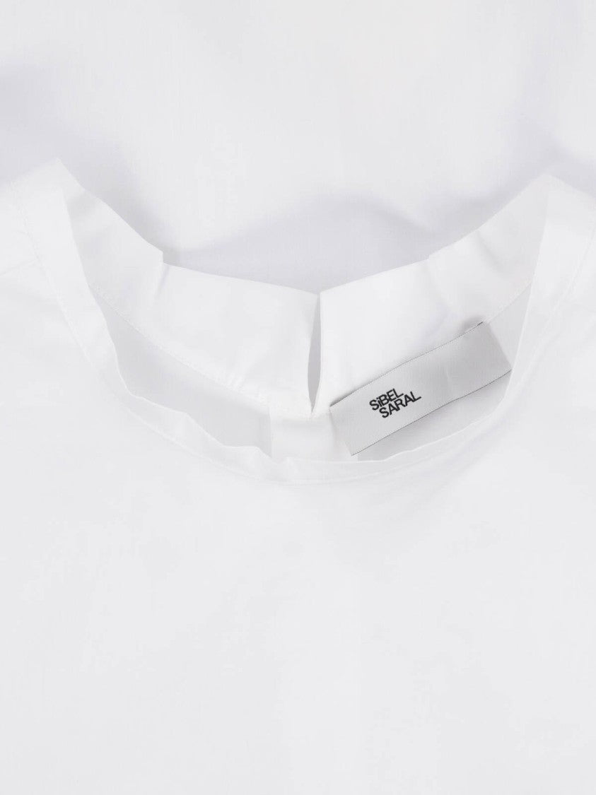 Sibel Saral White Hande Long-Sleeve Cotton Blouse