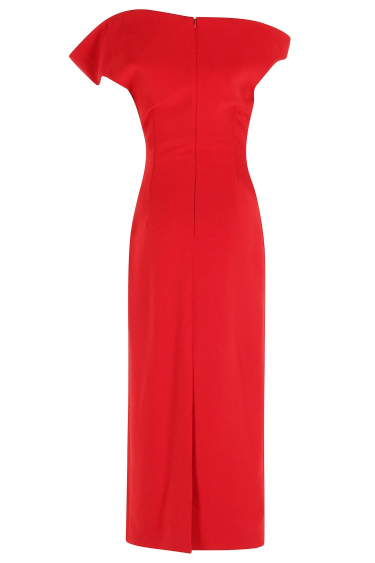 Magda Butrym Red Sculptural Midi Dress