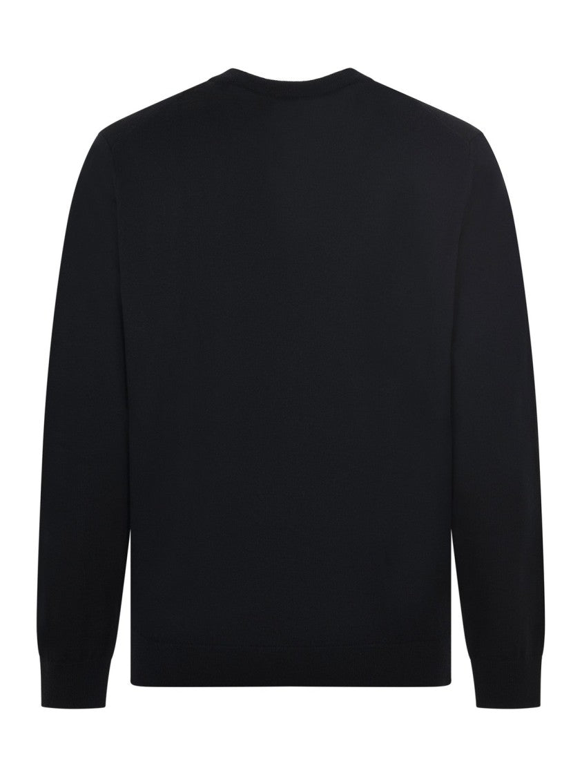 Lacoste Black Wool Crew Neck Sweater With Minimalist Design