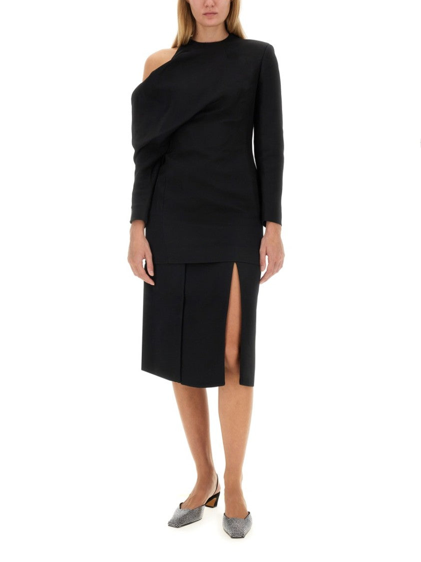 Khaite Tristan Asymmetrical Black Top With Draped Design