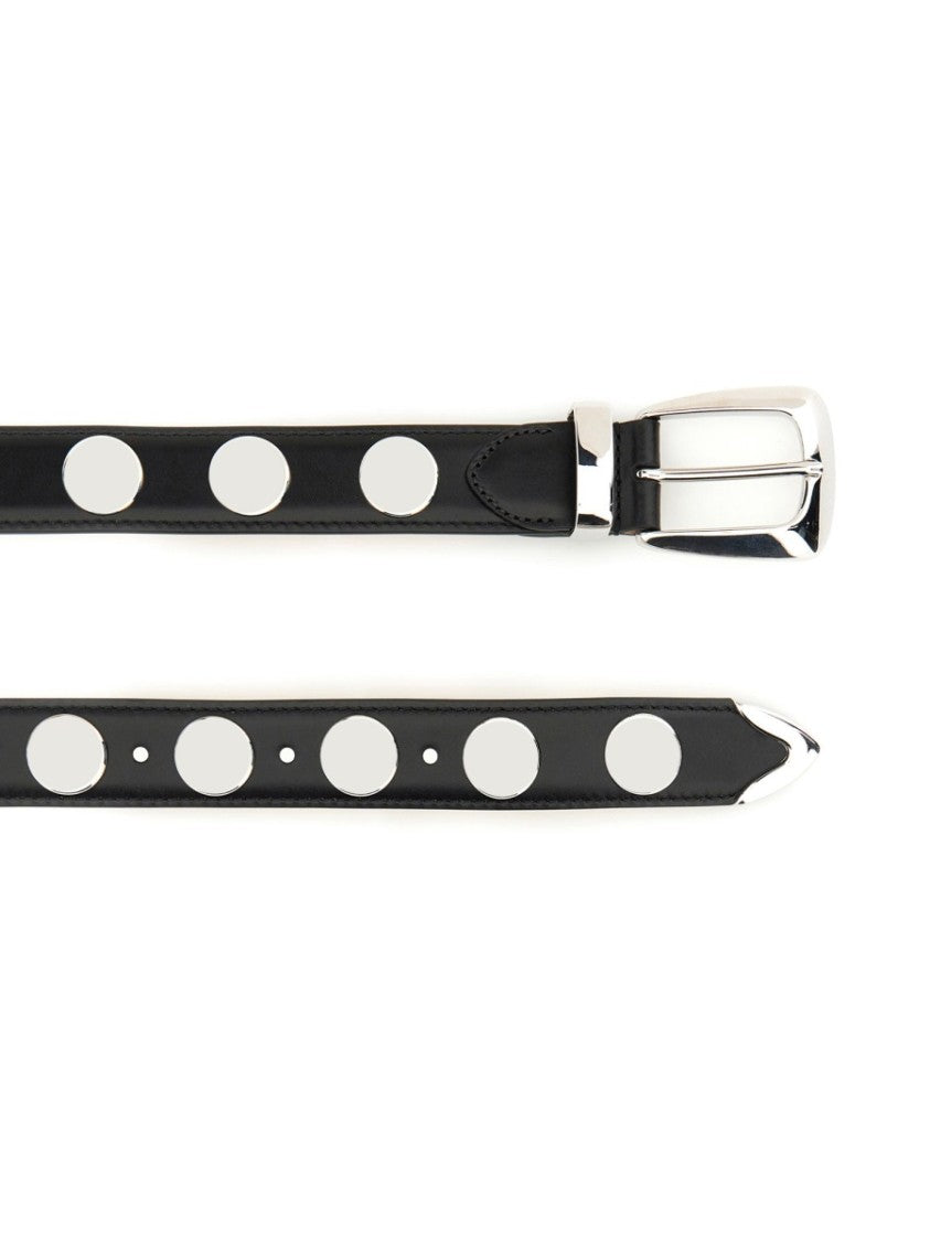 Khaite Benny Slim Round Studs Calfskin Belt