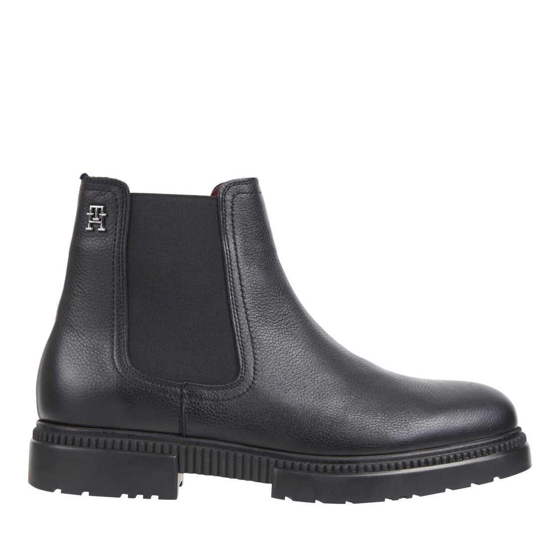 Tommy Hilfiger Black Smooth Leather Slip-On Boots