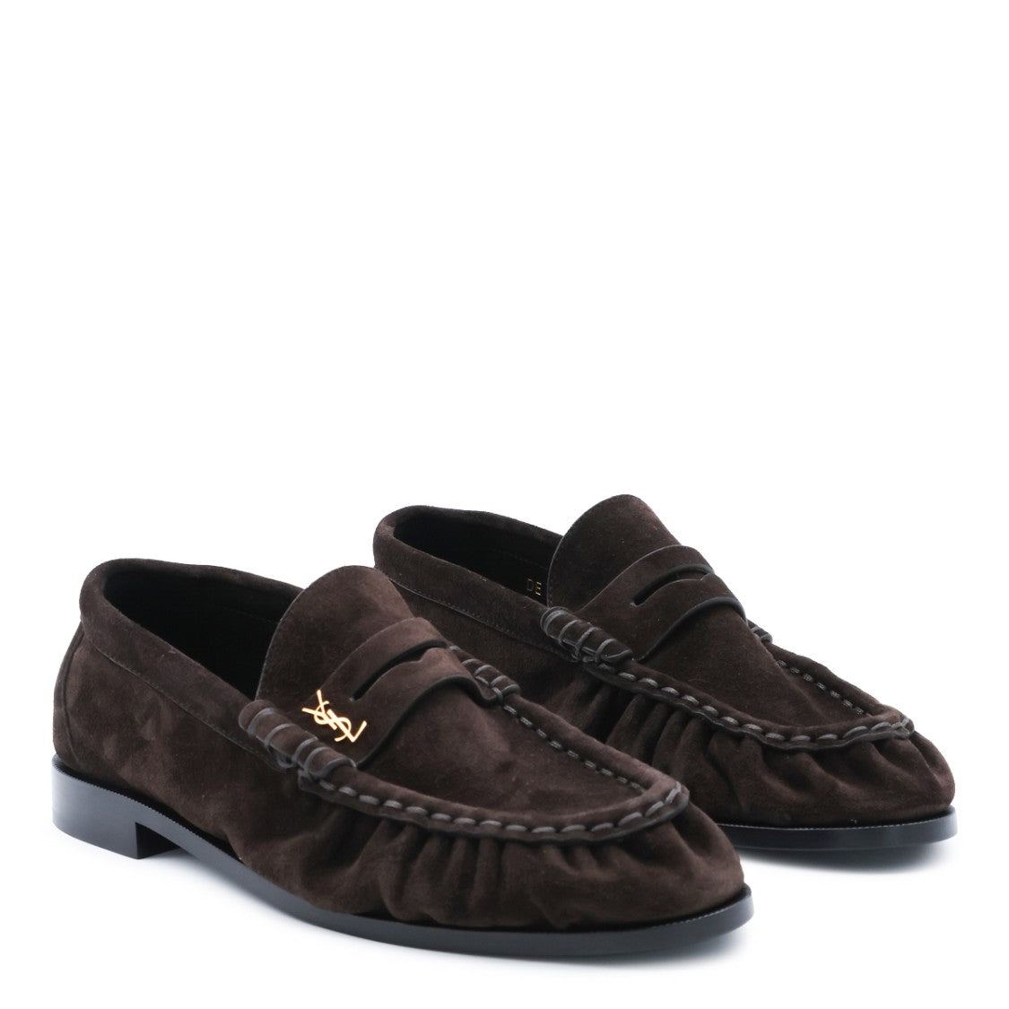 Saint Laurent Brown Suede Slip-On Loafers