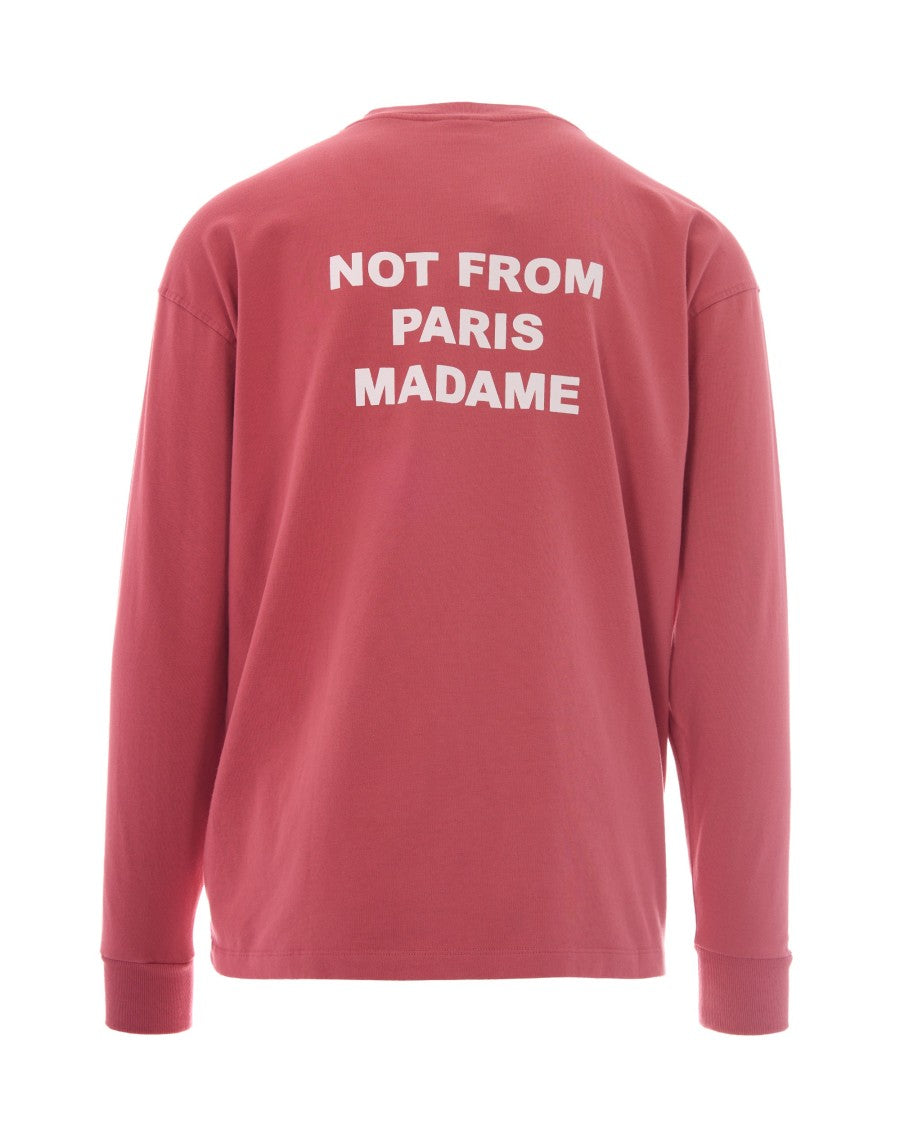 Drôle De Monsieur Long-Sleeve Blush Pink T-Shirt With Bold Slogan Print