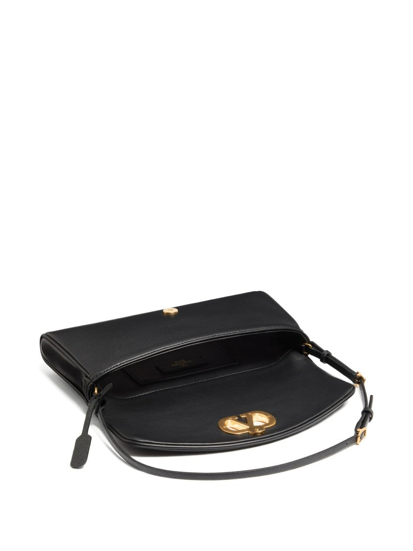 Valentino Black Devain Nappa Leather Structured Clutch