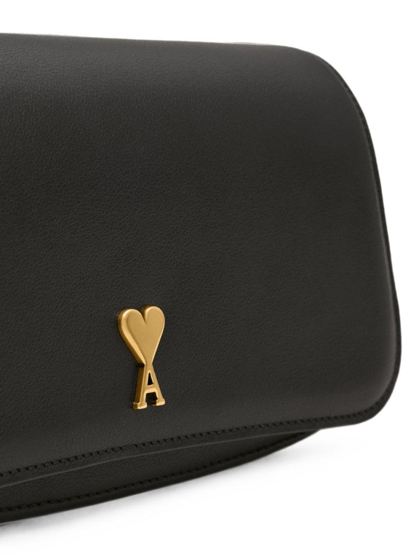 Ami Paris Rectangular Smooth Gold-Emblem Silk-Nylon Shoulder Bag