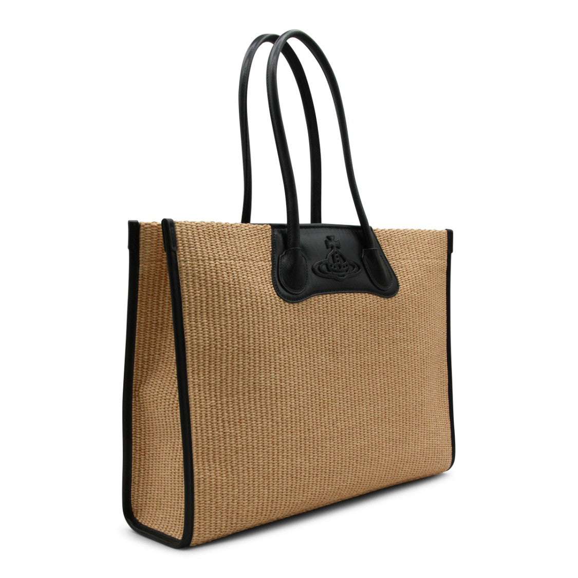 Vivienne Westwood Natural And Black Cotton Tote With Embossed Detail