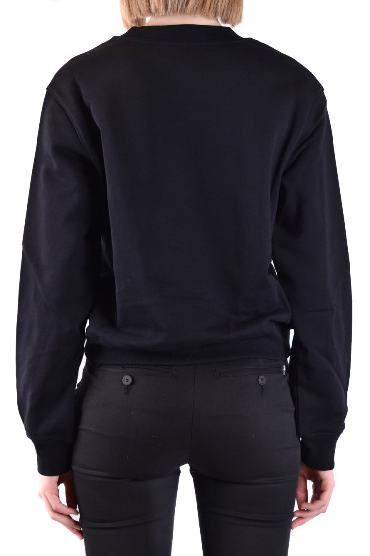 Moschino Cropped Black Sweatshirt Textured Logo Emblem