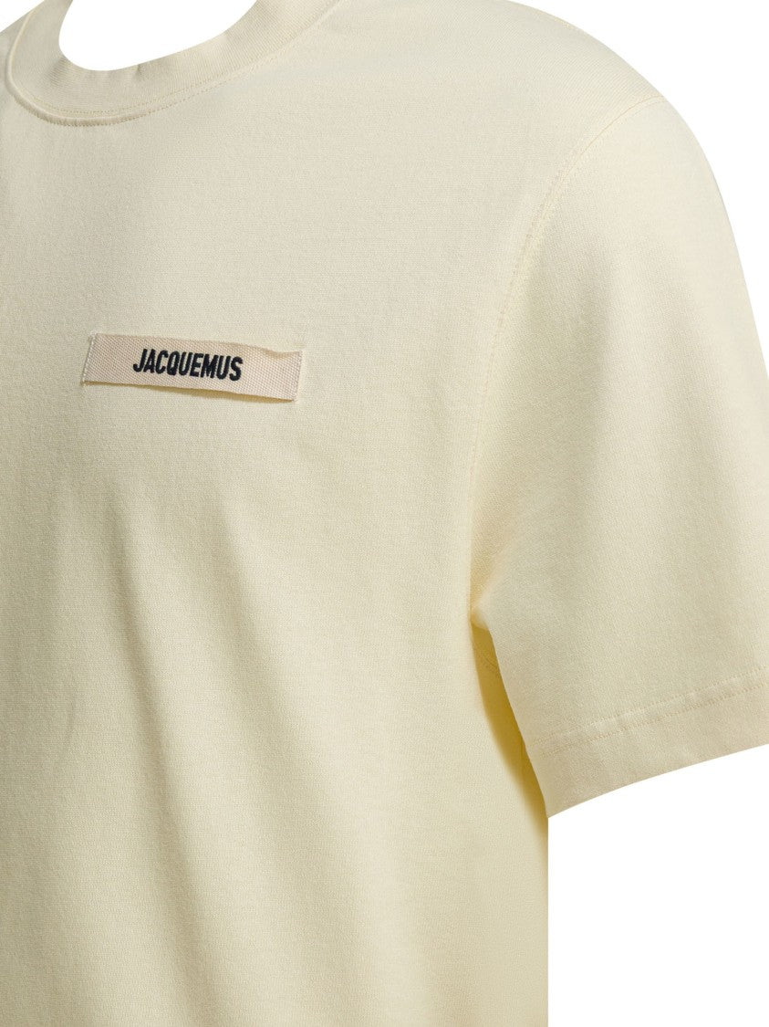 Jacquemus Beige Relaxed-Fit T-Shirt With Embroidered Grosgrain Logo