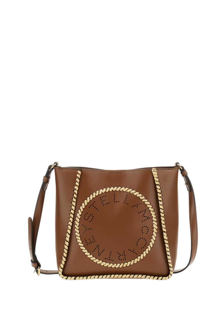 Stella Mccartney Brown Crossbody Logo Raffia Bag