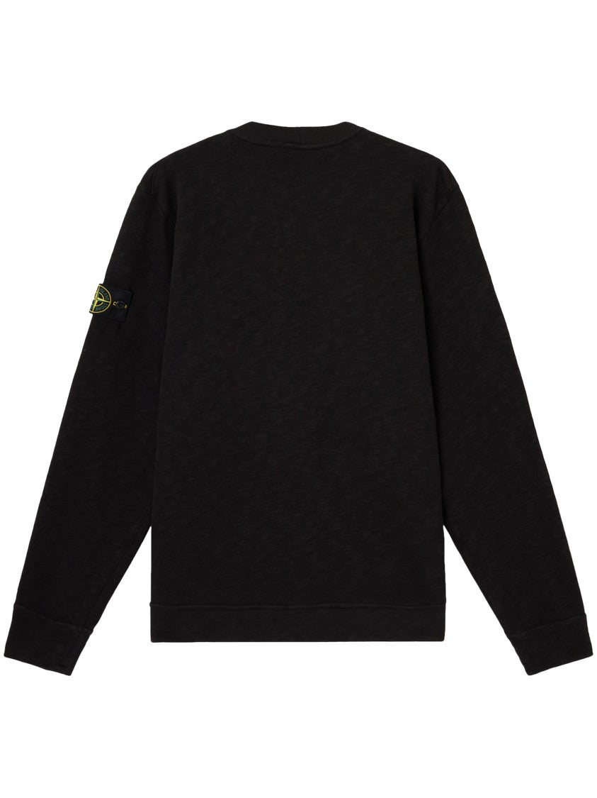 Stone Island Textured Black Crewneck Sweater