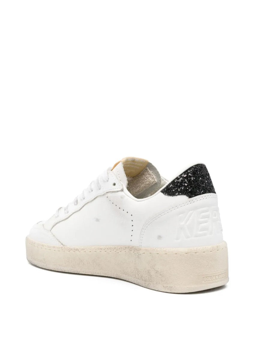 Golden Goose White Leather Sneakers With Glittery Star Accent