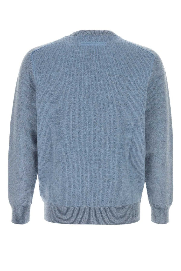 Zegna Melange Light-Blue Cashmere Sweater