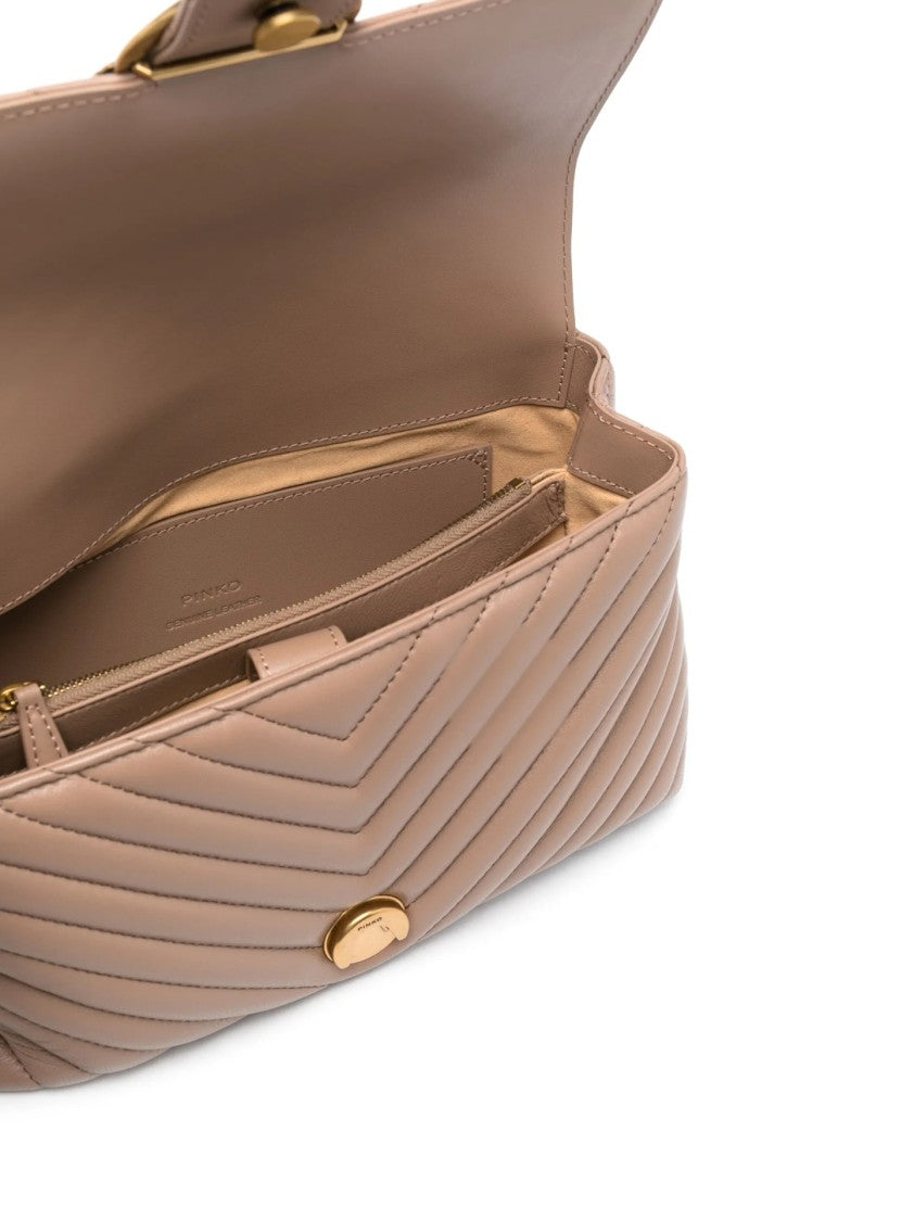 Pinko Quilted Chevron Pattern Handbag With Metallic Clasp