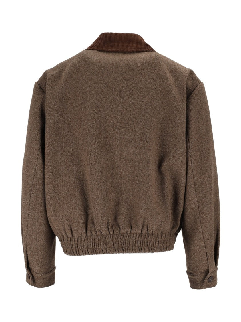 Eleh Brown Cropped Corduroy Collar Jacket