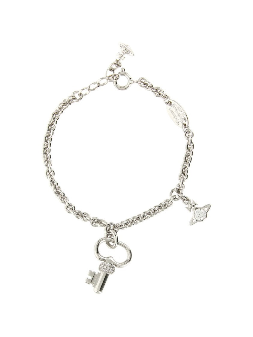 Vivienne Westwood Silver-Tone Chain Bracelet With Crystal Charms