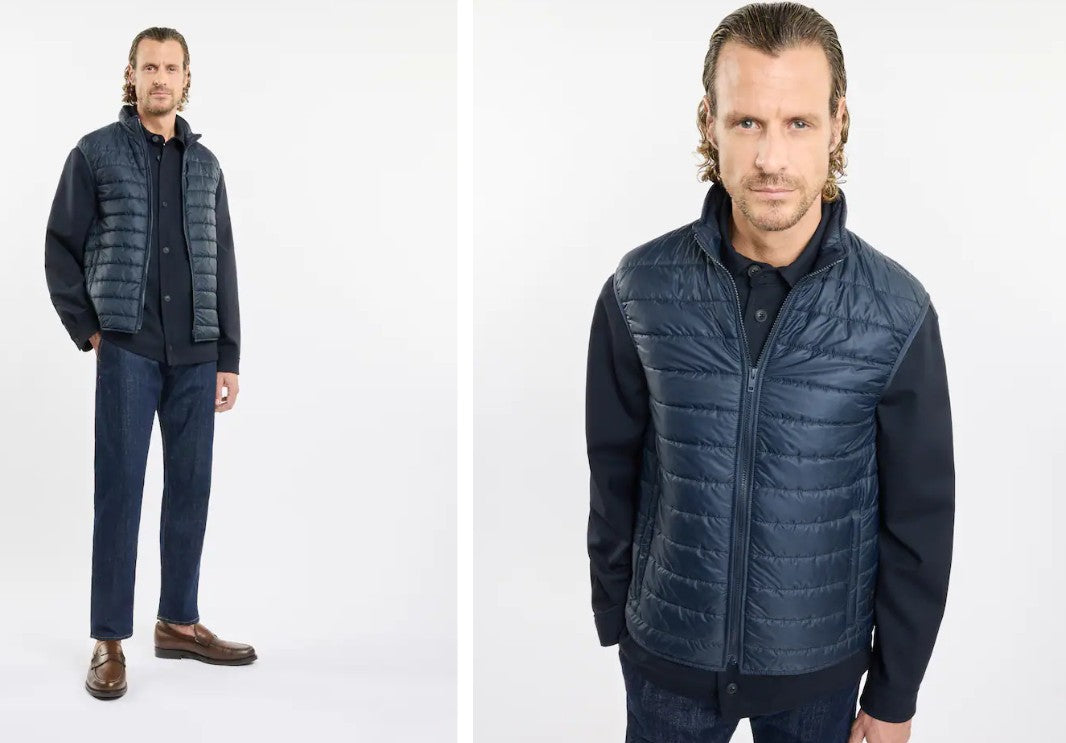 Fay Oxford Blue Jacket With Stand-Up Collar